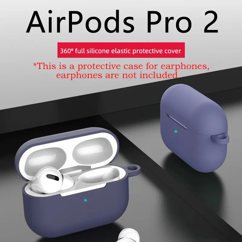 Мягкий силиконовый чехол для наушников Airpods Pro 2, защитный чехол для беспроводных наушников Apple AirPods Pro 2nd, чехол с отверстием для крючка