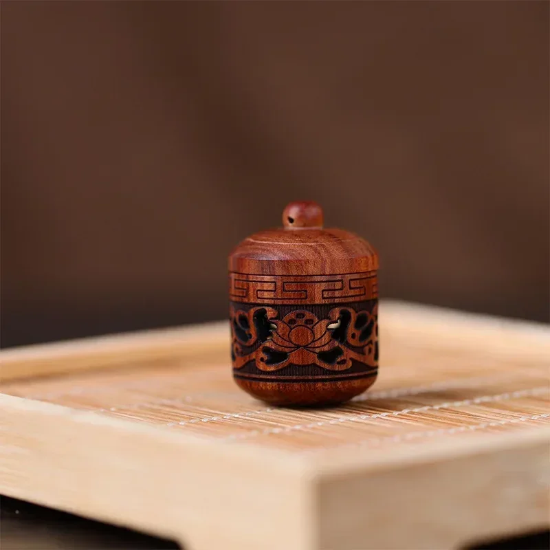 1Pc Solid Wood Medicine Pill Box Mini Lantern Wood Rescue Pill Case Portable Storage Sealed Can For Outdoor First Aid Tool