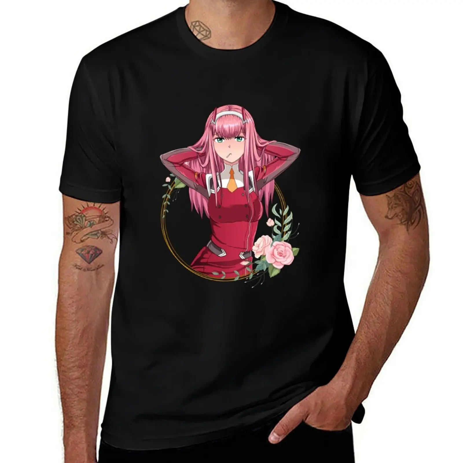 Футболка Zero Two-Druling in the Franxx, футболки с аниме, футболка большого размера, мужская повседневная футболка