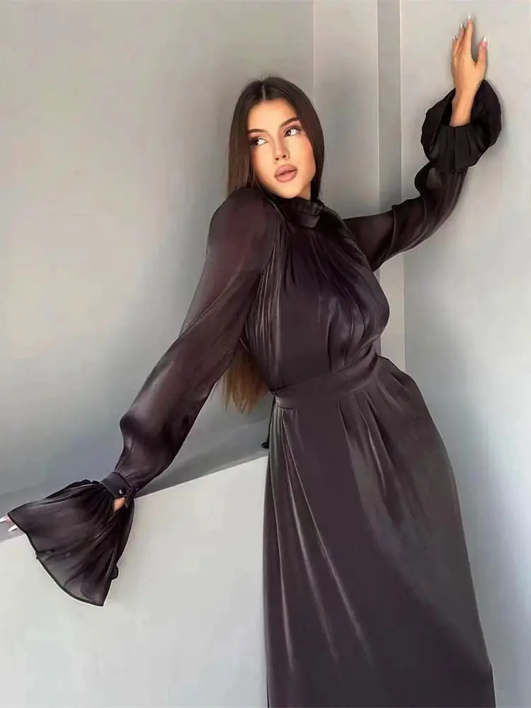 Модная бандажная атласная абайя Eid Dubai, роскошные мусульманские Абайи для женщин, женское платье, кафтан, платье, мусульманская одежда
