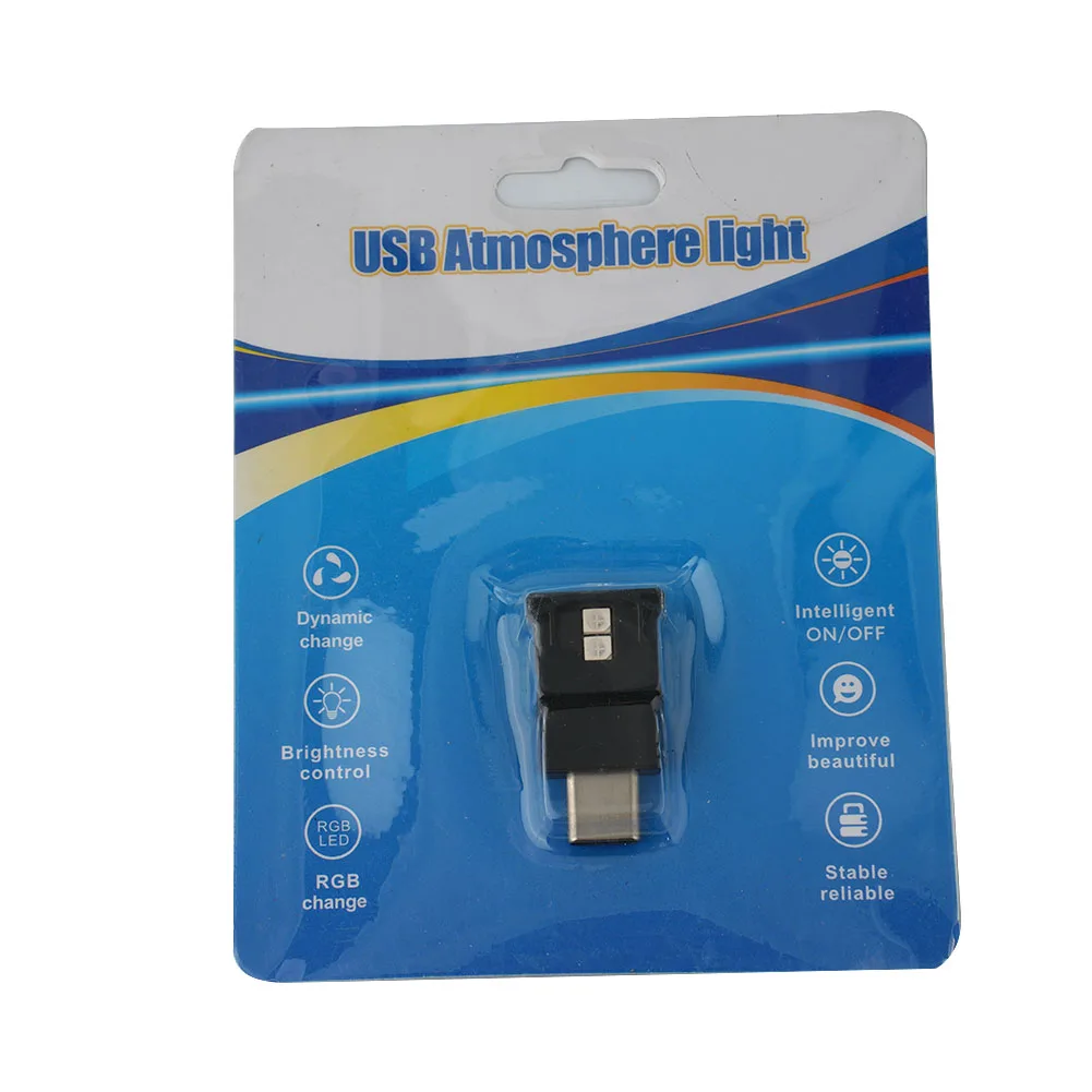1 шт. Автомобильная атмосферная лампа USB-C Type-C LED светильник неоновая лампа окружающей среды мини-интерьер фонарь автомобильные аксессуары