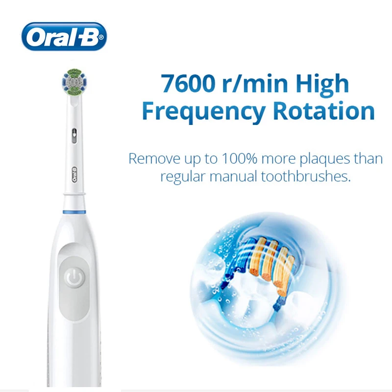 Фото Зубная щетка с аккумулятором Oral B Pro, электрическая зубная щетка Precision Clean, 100% удаление налета для взрослых, вращающаяся чистая зубная щетка №2