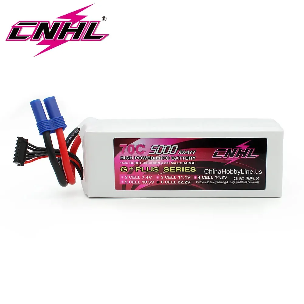 CNHL Lipo 6S 22,2 В аккумулятор 5000 мАч 70C G + PLUS с вилкой EC5 для радиоуправляемого автомобиля, самолета, лодки, грузовика, автомобиля Speedrun Truggy, багги, хобби