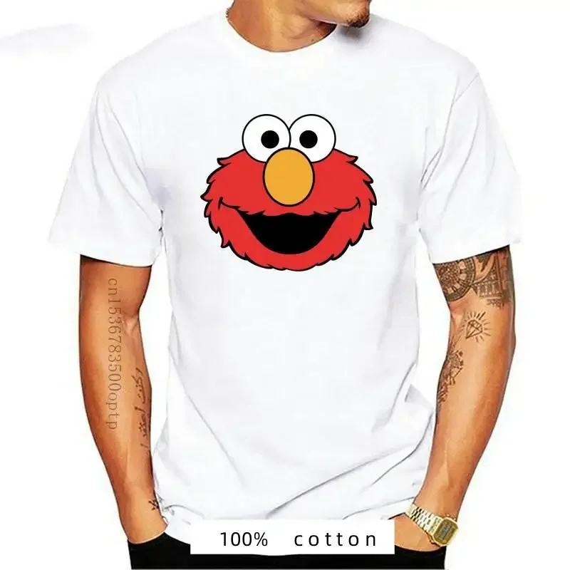 Фото Новая забавная Мужская футболка Sesam Street Elmo Face 2024-Шуточный Подарок №1