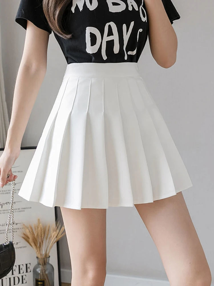 Sexy Women Pleated Skirt Summer High Waist Chic A Line Ladies Pink Mini Skirt Korean Zipper Preppy Style Girls Dance Skirt