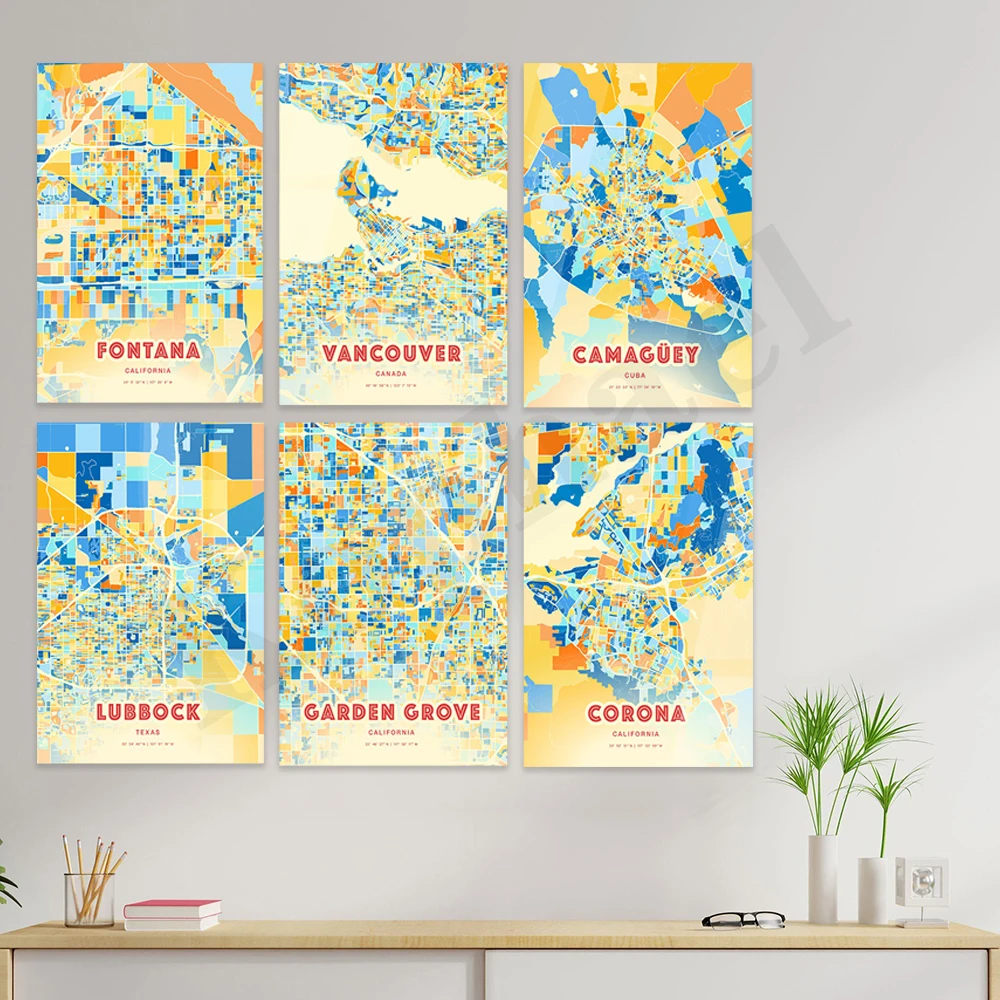 Форт Коллинз,Корона,Т Руси-1,Fort Lauderdale,Президентность,Lubbock, Arlington,Sacramento,Fresno,San JoseCamaguey.Poster с цветной картой города