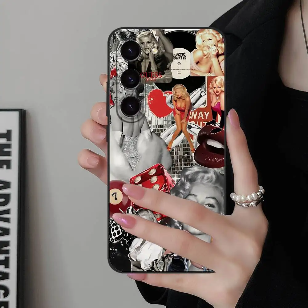 Фото Чехол для телефона M-Marilyn Monroe для Samsung S24, S25 S22, S30, Note20, Lite, Ultra,5G, Plus,FE, противоударный, тонкий, черный, чехол №3
