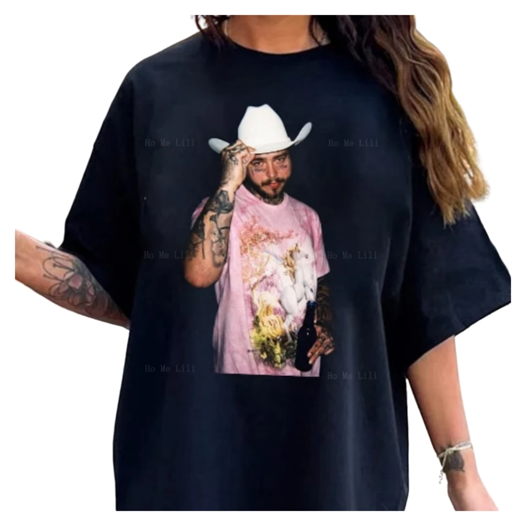 Винтажная Футболка Posty Howdy Post Malone 2023, туристическая футболка концертная футболка Rapper 100% хлопок