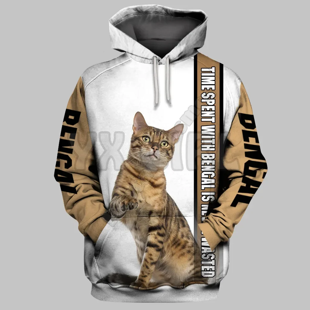 Time Spent With Bengal Is Never Wasted Толстовки с 3D принтом Пуловеры унисекс Толстовка с забавной собакой Повседневный уличный спортивный костюм