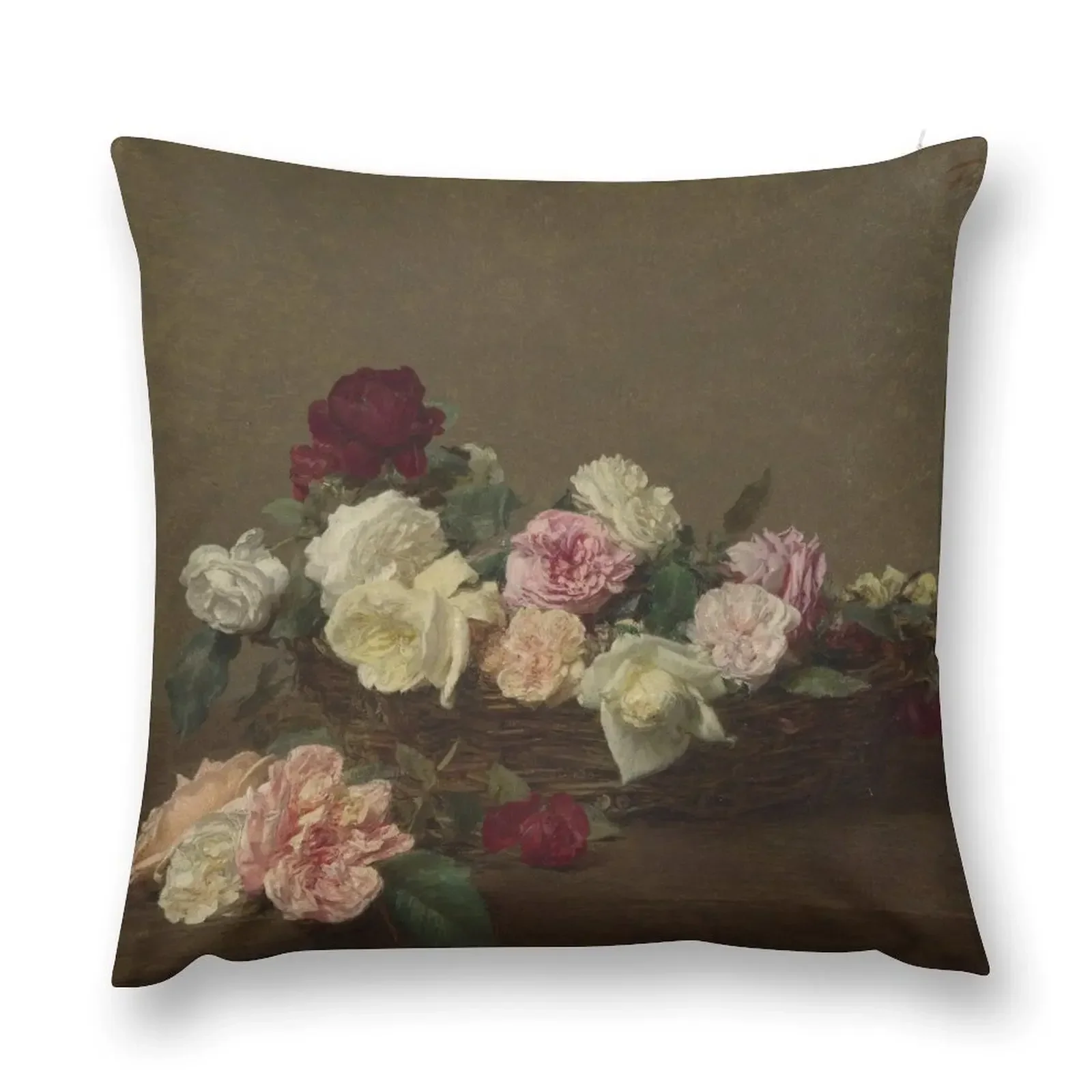 Ignace-Henri-Theodore Fantin-Latour - декоративная подушка с корзиной роз, роскошные аксессуары для дома, прямоугольная наволочка, подушка