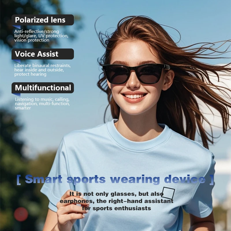 Фото Умные Очки Gs05 С Bluetooth 36 Г, Женские И Мужские Поляризационные Uv400, Блокирующие Синий Свет, Сенсорное Управление №5