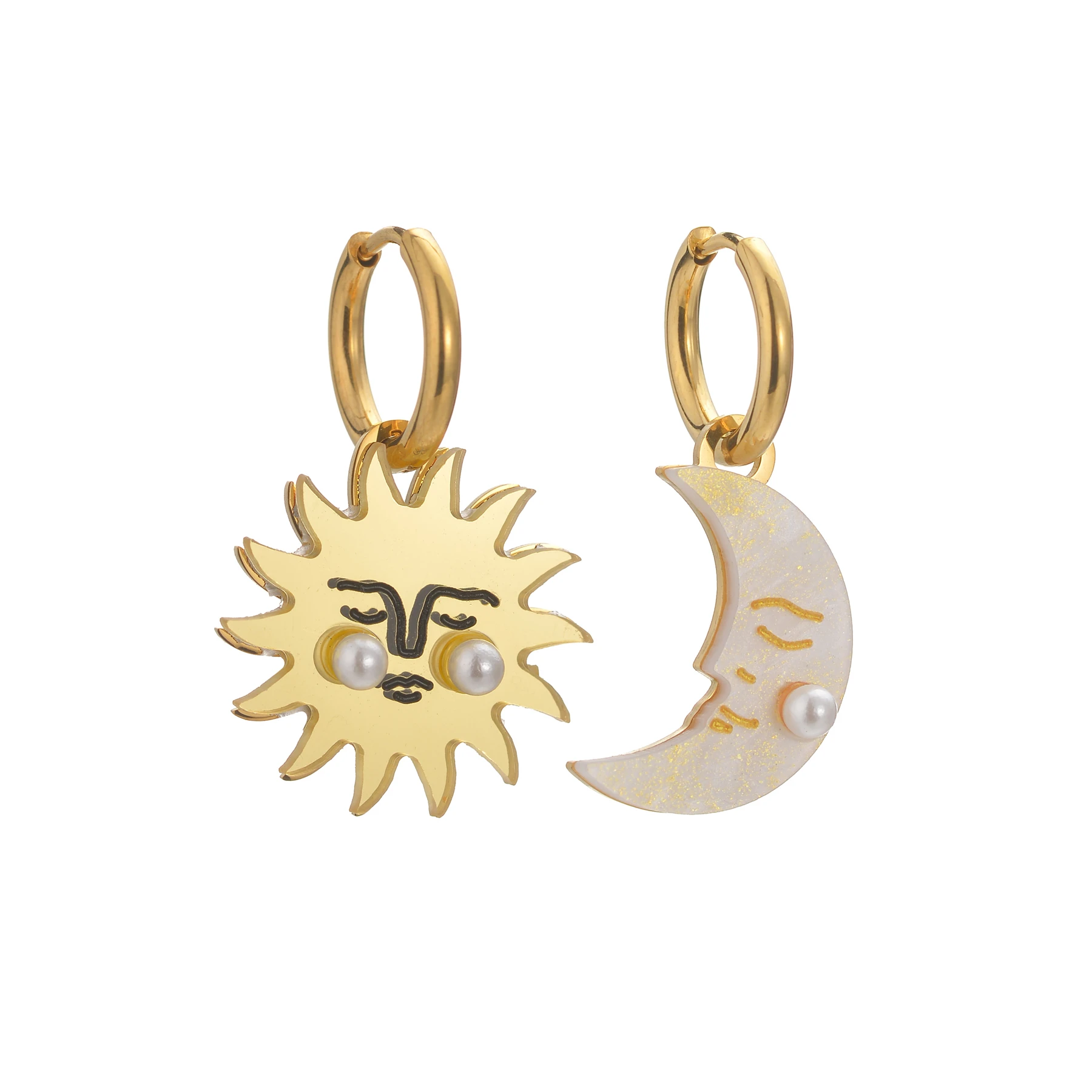 Atoztide 18K Gold Plated Sun Moon Plate Shell Earring for Women Stainless Steel Exquisite Beads Drop Earring Daily Jewelry Gift (art.: 3920cc9af3833) - 3920cc9af3833