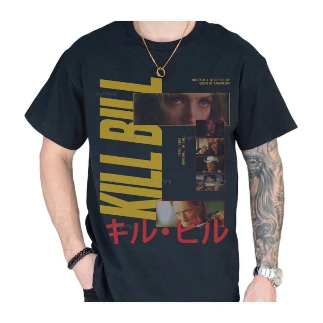 Футболка Kill Bill унисекс, винтажная уличная одежда из фильма Квентин Тарантино в стиле ретро, Хума Турман, футболка с японским постером фильмов
