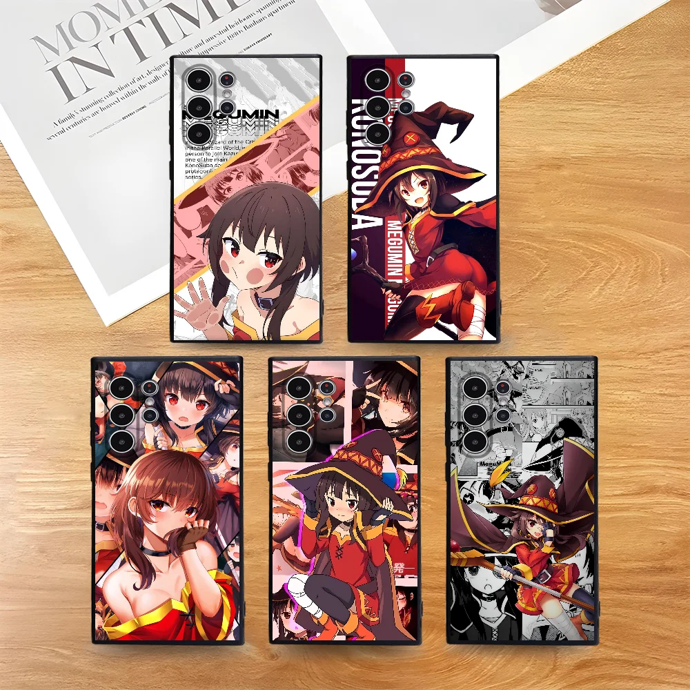Аниме M_Megumin K_Konosuba Cute Samsung Galaxy S25 S24 S22 S23 Ultra S21 S20 Plus 5G Матовый нескользящий мягкий чехол с полным покрытием