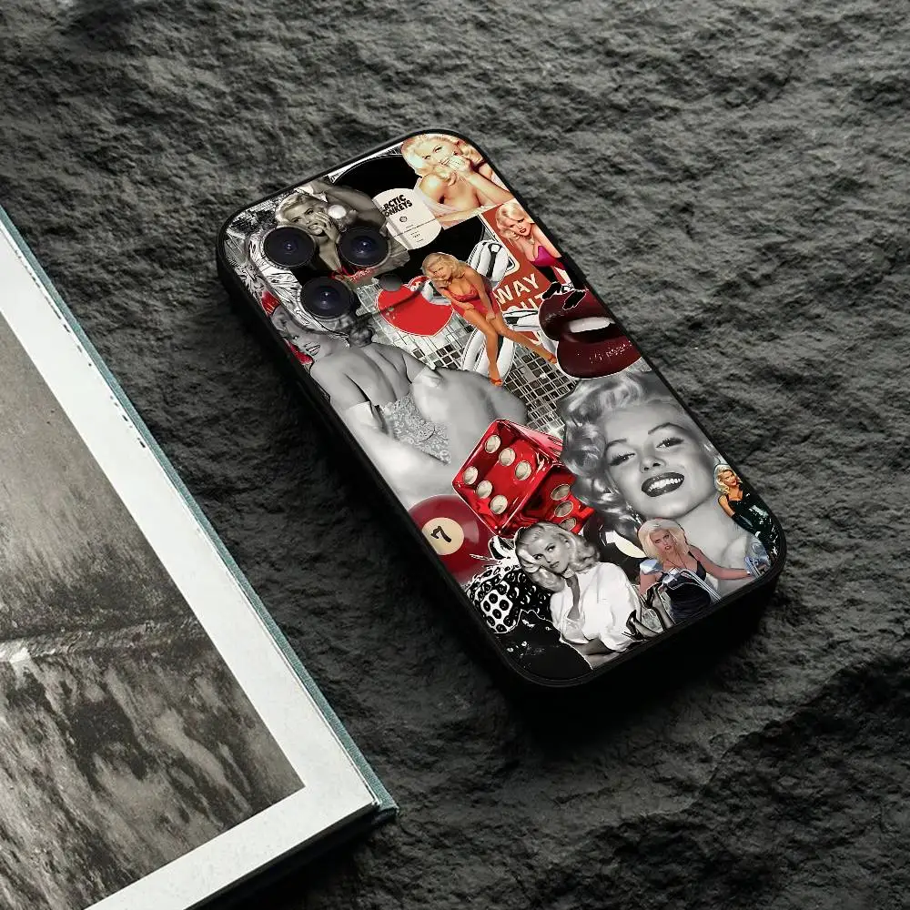 Фото M-Marilyn Monroe Phone Case For Iphone 16 15 11 13 14 Pro Max 7 8 Plus X Xr Xs Max 12mini Black Shell Cover Case №5