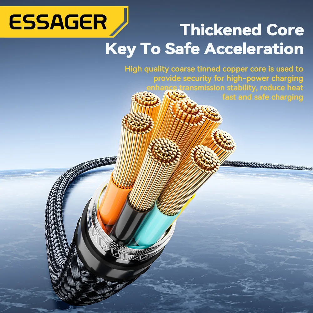 Фото Кабель зарядный Essager USB Type-C на USB C, 240 Вт, 2 м №3