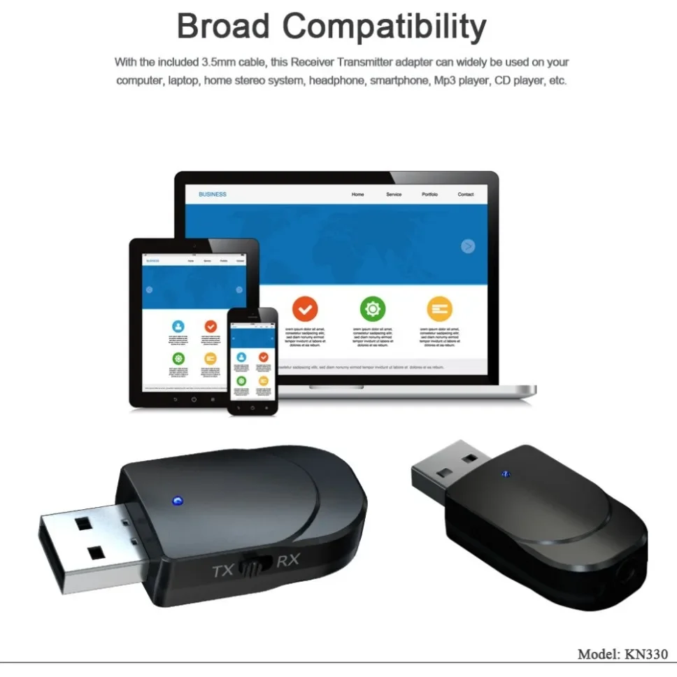 Фото USB Bluetooth-передатчик, приемник, беспроводной USB-адаптер Bluetooth, стерео разъем AUX 3,5 мм для ТВ, наушников, ПК, автомобильный музыкальный адаптер №2