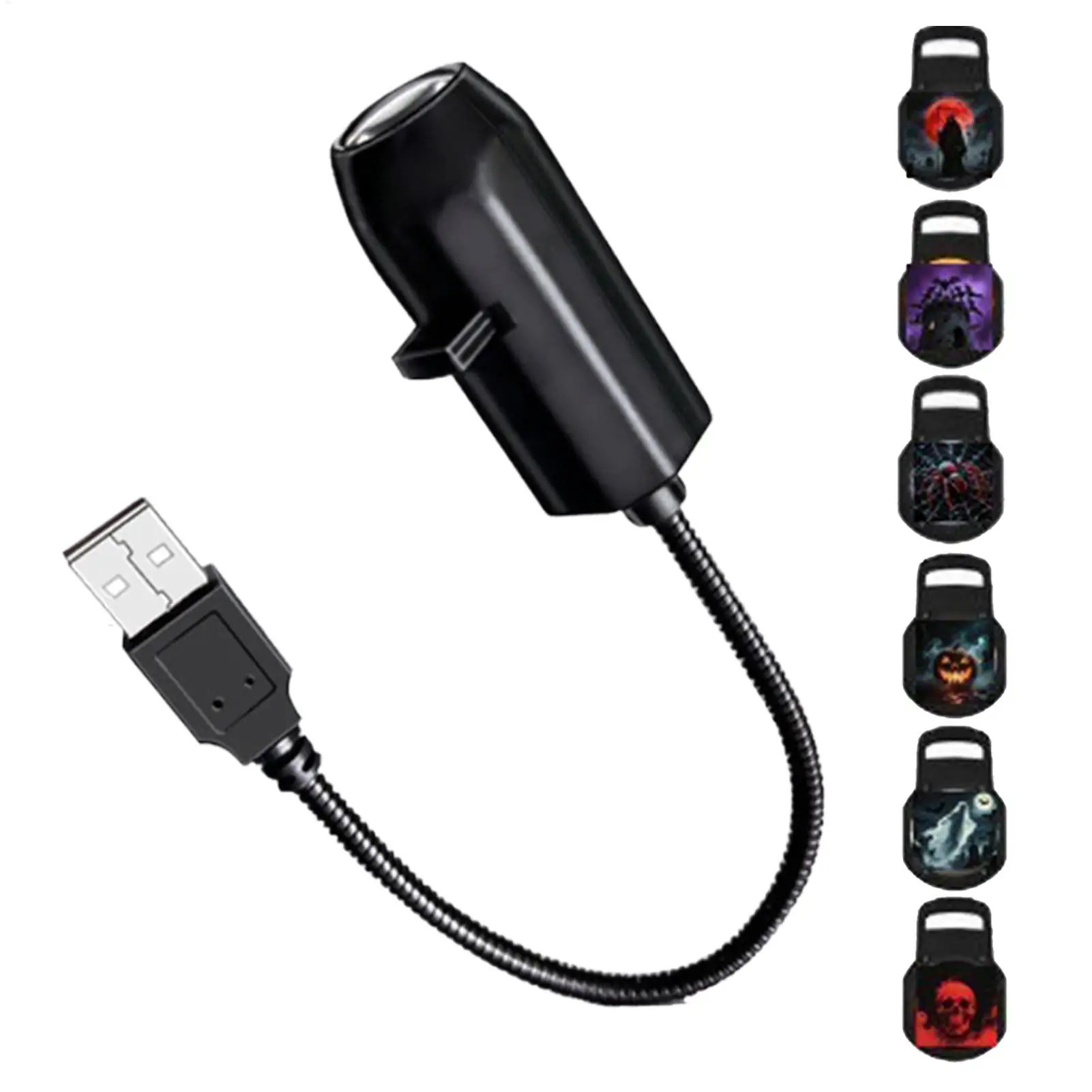Фото Хэллоуин Череп Проектор Лампа USB Источник питания Вращение на 360 градусов Магнитная потолка Стена Ужас Украшение для дома с привидениями №2