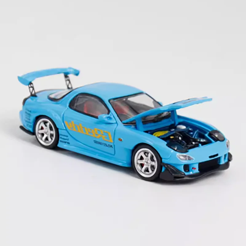 Фото Масштаб 1:64 для Mazda RX7 Amamiya FD3S, открытая версия, модель автомобиля из сплава, статическая коллекция, украшенные праздничные подарки, игрушки №5