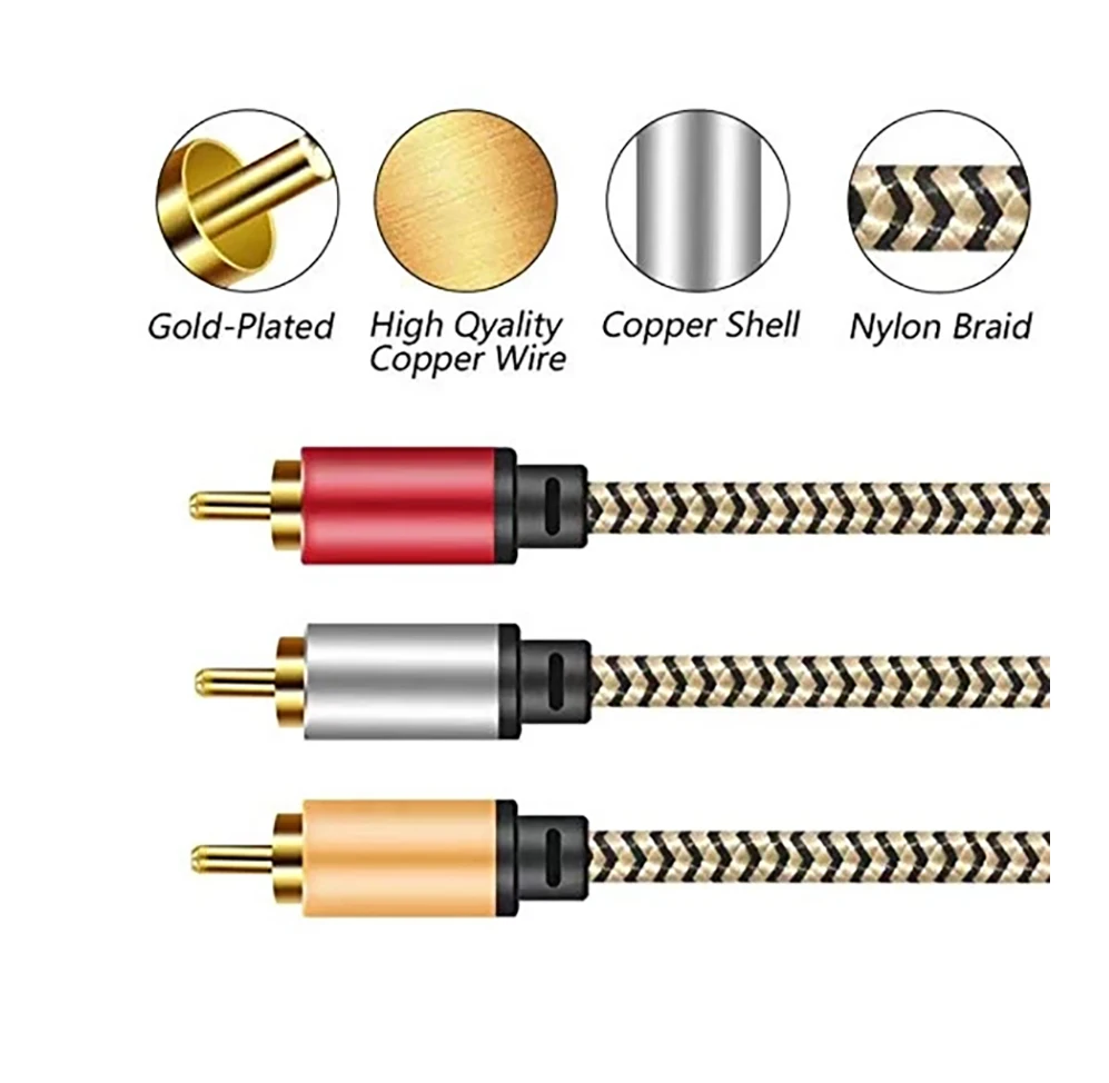 Удлинительный кабель 2RCA, 3RCA, 3RCA, 3RCA, нейлоновая оплетка, 3RCA (art.: 3920c36aabc28) - 3920c36aabc28