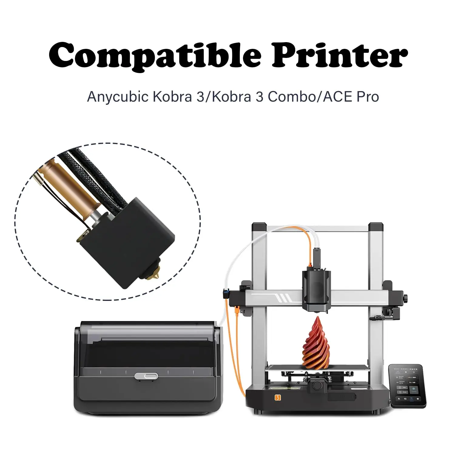 Фото Hotend для Anycubic Kobra 3 комбинированная Печатная головка экструдер комплект нагревательный блок нагревательный картридж термистор №5