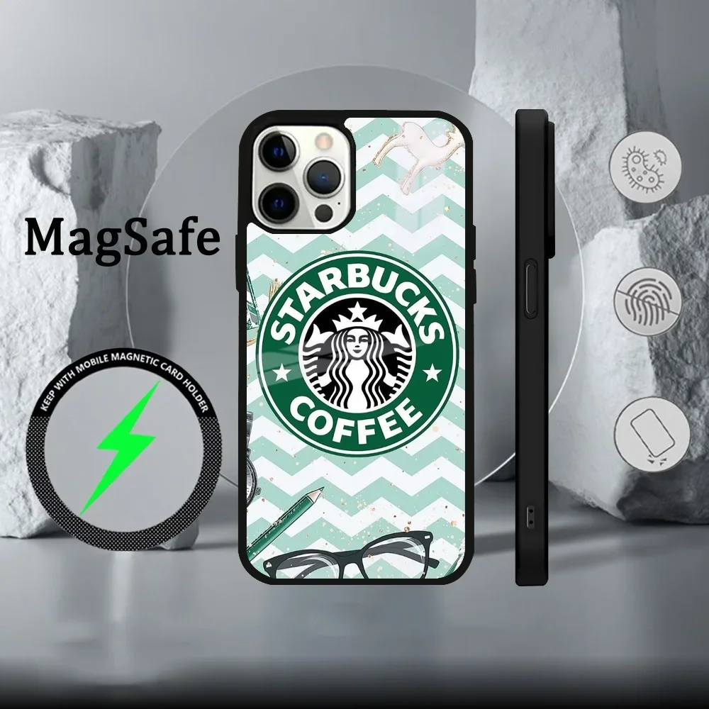 Чехол для телефона S-Star-bucks для IPhone 16, 15, 14, 13, 12, 11 Pro Max Plus Mini Magsafe Mirror, беспроводной магнитный чехол (art.: 3920cbe55bf73) - 3920cbe55bf73