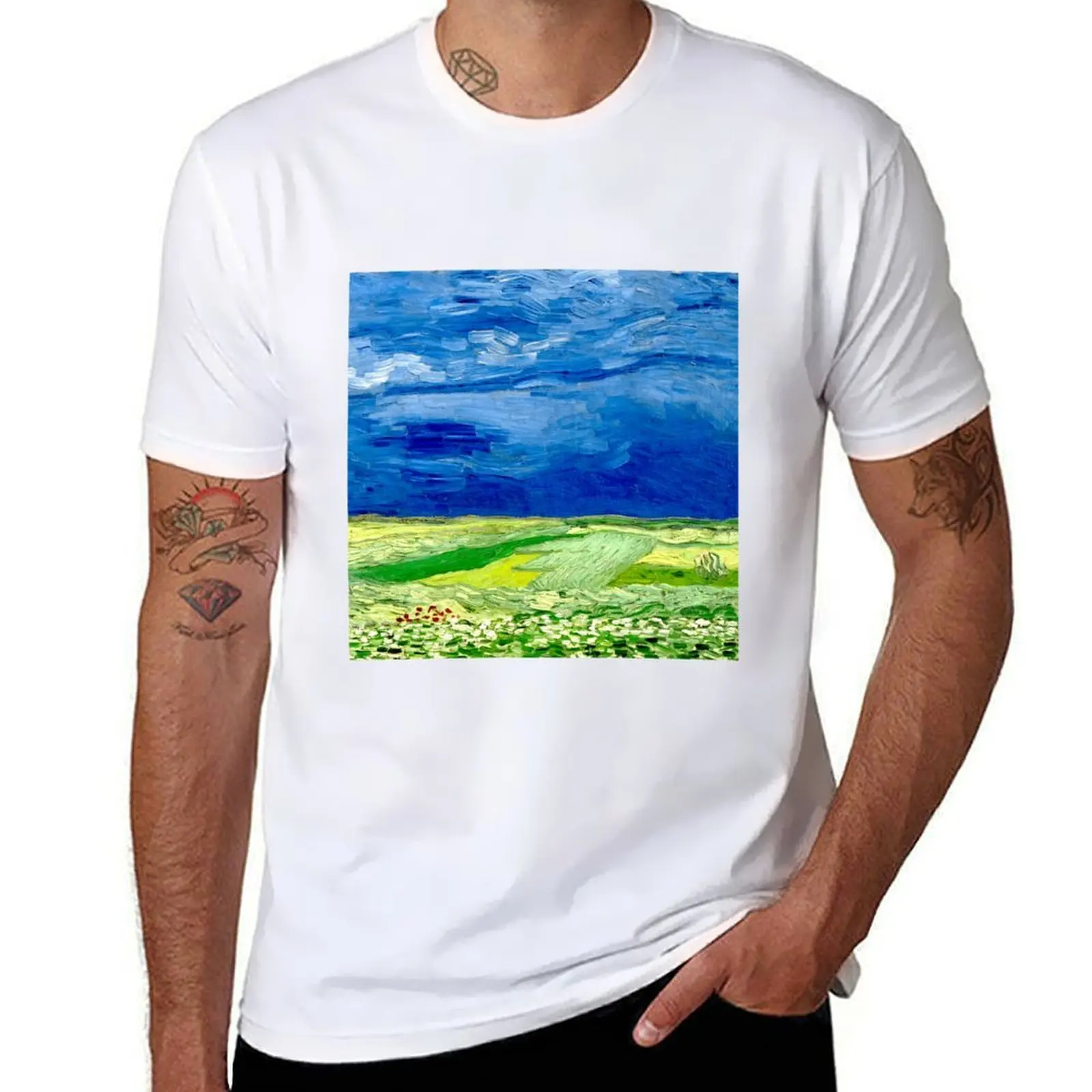 Футболка Wheatfield under Thunderclouds, мужские футболки, хлопковая футболка, персонализированная футболка