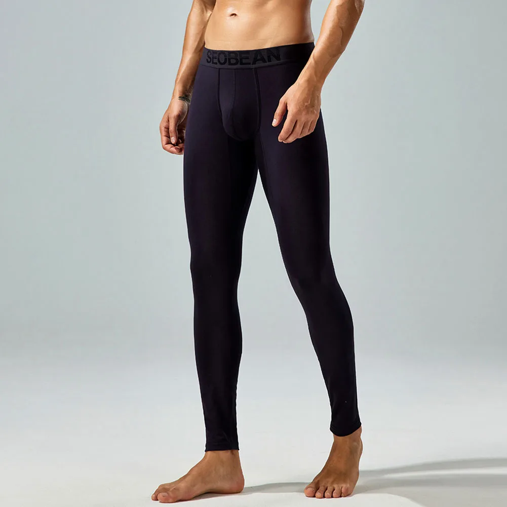 Фото Мужские термобрюки Long Johns, плотное нижнее белье, флисовые леггинсы, зимняя одежда для сна, выпуклая сумка, брюки с бандажами, тонкие удобные брюки №4