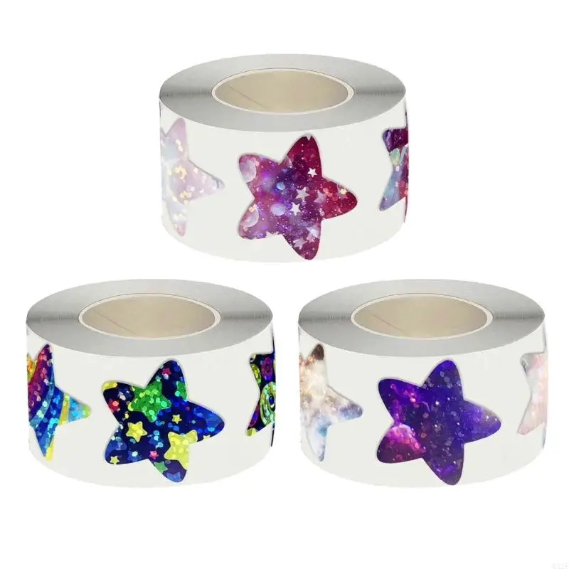 QX2E 500pcs/Rolll Starry Glitter Star Starker For Kids Награда красочные звездные этикетки