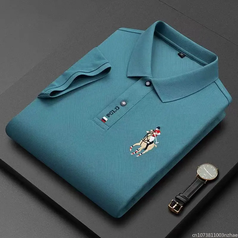 Фото Воздухопроницаемый чехол Jaket Musim Panas Bar Kemeja POLO Lengan Pendek Bisnis Bordir Katun Pria Mewah Kemeja Kerah Pria Kasual №2