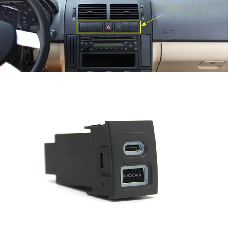 Автомобильное зарядное устройство с двумя разъемами USB PD типа C, адаптер питания для телефона VW Volkswagen POLO 04-11