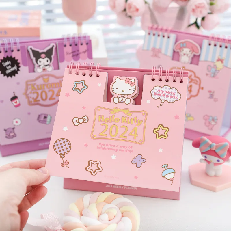 Фото _ 2024 календарь Sanrio, Hello Kitty, мультяшное украшение для стола, ежедневный Еженедельный заказ, офисные аксессуары Y2K №2