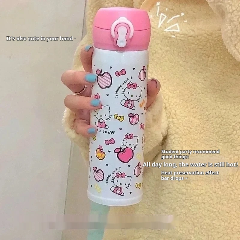 350500 мл Изолированная бутылка для воды Hello Kitty, новый детский термос, розовая мультяшная термобутылка из нержавеющей стали, праздничные подарки (art.: 3920c80bc87e4) - 3920c80bc87e4