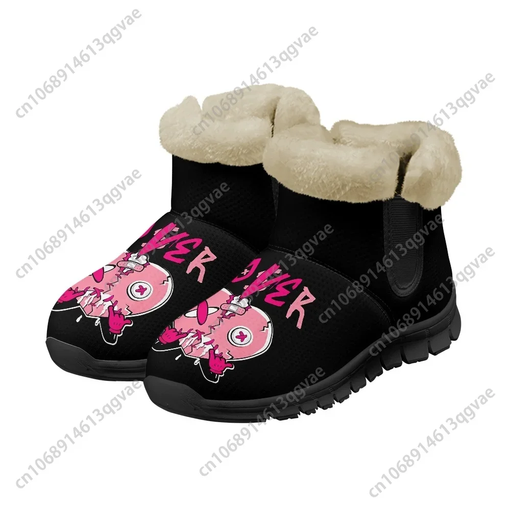 Фото Розовые зимние ботинки Loser Lover Pink Drip Heart, мужские и женские подростковые туфли, сохраняющие тепло, высококачественные спортивные кроссовки для пар на заказ №2