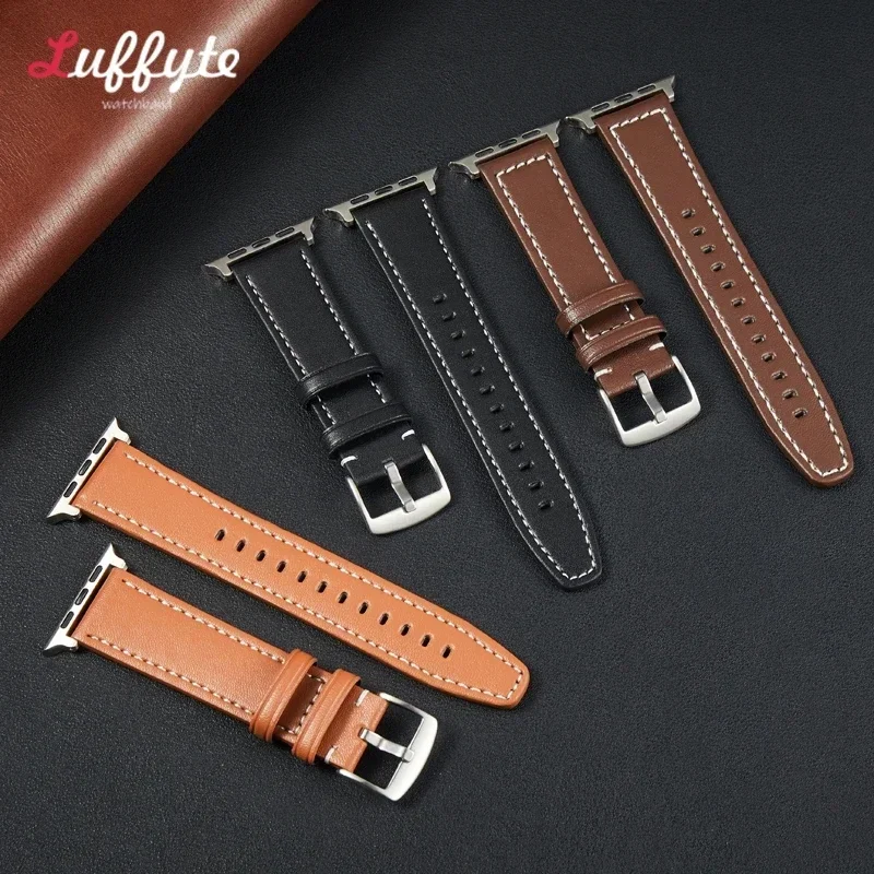 Ремешок кожаный для Apple Watch Band 49 мм 45 мм 41 мм 40 мм 42 мм 38 мм, браслет для IWatch Series 3 4 6 SE 7 8 9 Ultra2 44 мм