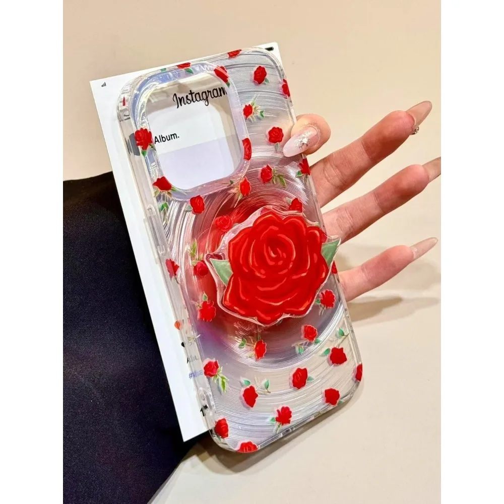 Фото Мягкий чехол для телефона INS Vortex Rose с принтом для iPhone 16, 15, 14, 13, 12, 11, 8, 7, 6, 6 6s X XS XR Pro Max Plus, защитный чехол с держателем №5