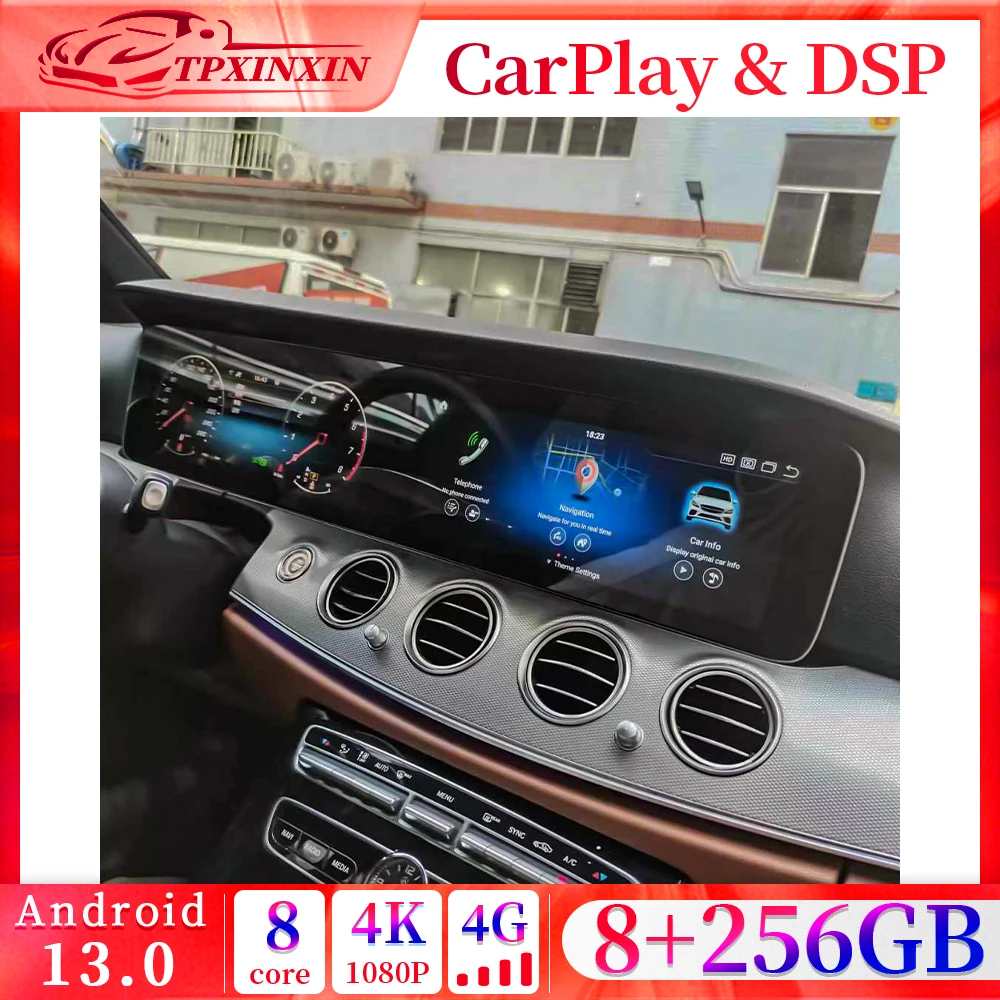 Автомобильный радиоприемник Android с двойным экраном для Mercedes Benz E W213 2017 2018 2019, мультимедийный плеер, цифровая приборная панель, GPS-навигация