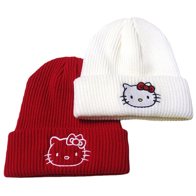 Sanrio Kuromi унисекс хлопковые повседневные шапки с вышивкой мультфильмов вязаная зимняя шапка жесткая шапка в стиле хип-хоп с черепом для женщин