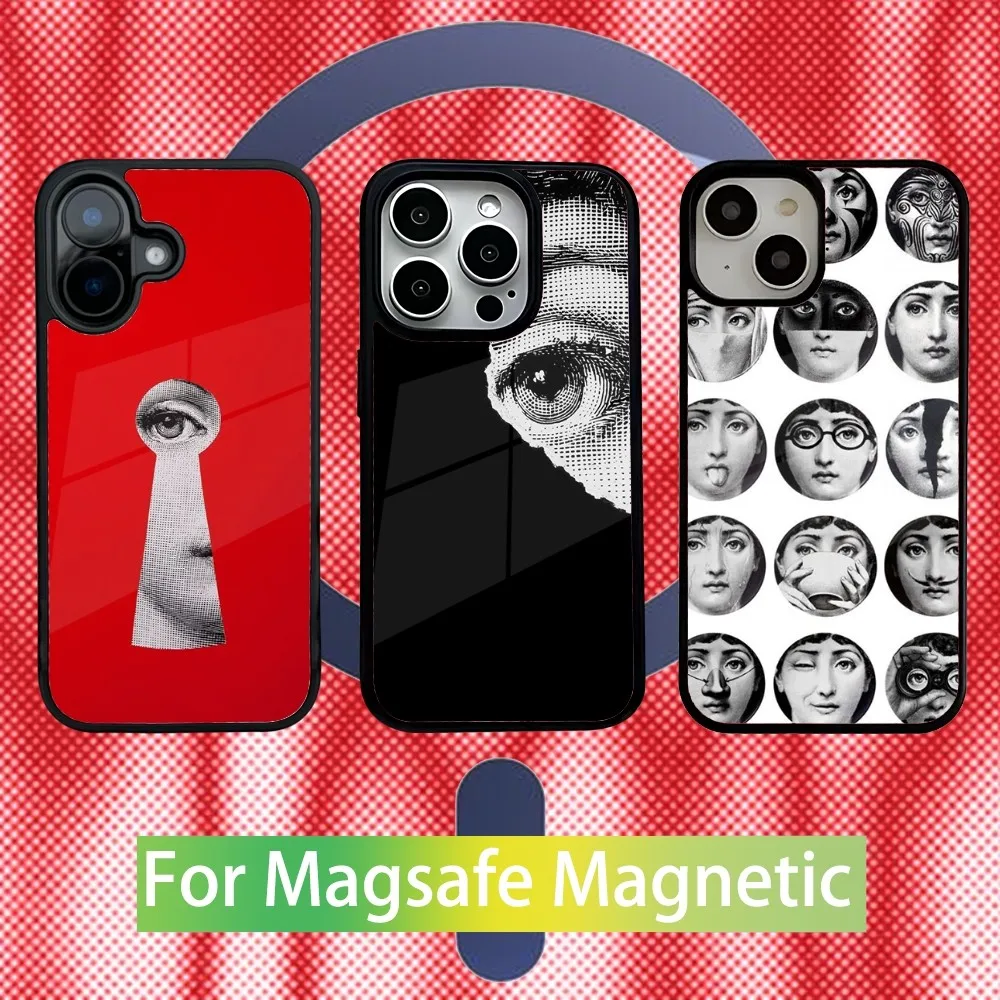 P-Piero F-Fornasetti Face Art Чехол для телефона для iPhone 16,15,14,13,12,11, Pro, Max, Plus, Mini New Magsafe Магнитная беспроводная зарядка
