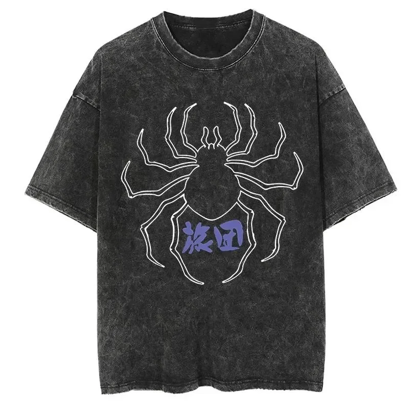 Фото Аниме Hunter X Hunter Hisoka и Chrollo Logo Washed Graphic Футболка Мужские винтажные футболки Повседневная хлопковая уличная одежда Топы в стиле Харадзюку №2