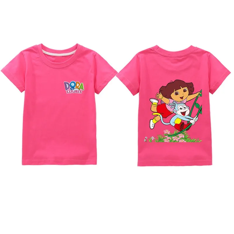 Модная футболка Kawaii для девочек, детская футболка с мультяшным принтом D-Dora, летняя эстетичная футболка для девочек, розовые топы с короткими рукавами (art.: 3920cb3f9b0e5) - 3920cb3f9b0e5