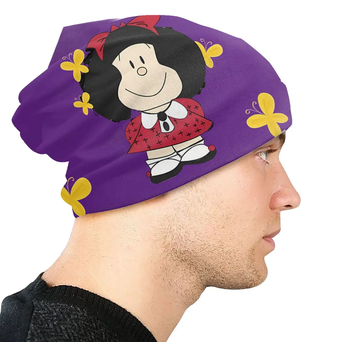Фото Желтые бабочки из аниме Mafalda чепчик унисекс, тонкие шапки в стиле хип-хоп, шапочки, шляпа, дышащие шапки №4