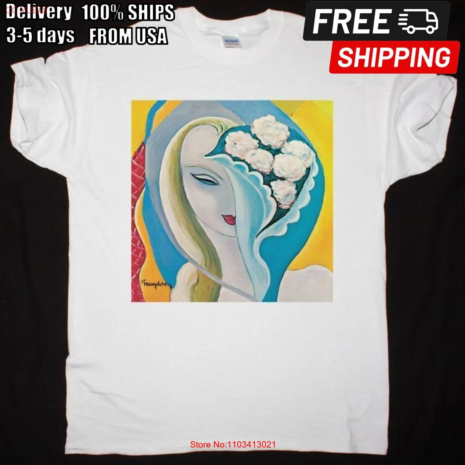 НОВАЯ БЕЛАЯ ФУТБОЛКА DEREK AND THE DOMINOS LAYLA AND INTHER ASSORTED LOVE SONGS