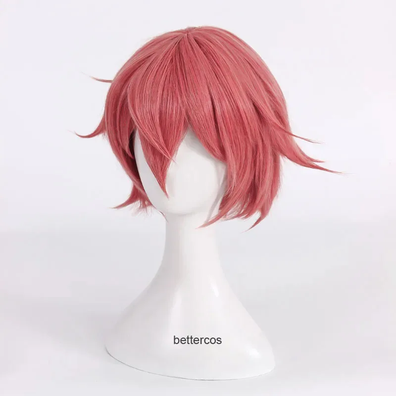 Фото Doki Doki Literature Club Sayori парик для косплея короткий розовый красный термостойкий парик из синтетических волос парик шапка бант шпилька №2