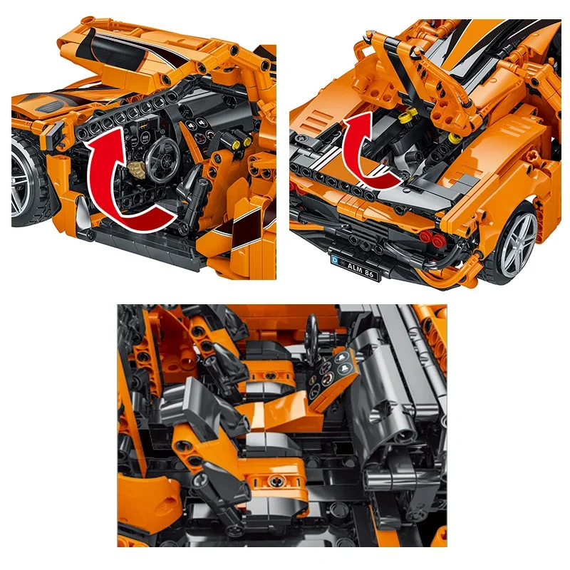 Фото 1397 шт. технический конструктор MOC 1:14 Gumpert Apollo супер скоростной автомобиль, конструктор, спортивный автомобиль, сборные кирпичи, игрушки, подарки для мальчиков, детей №4