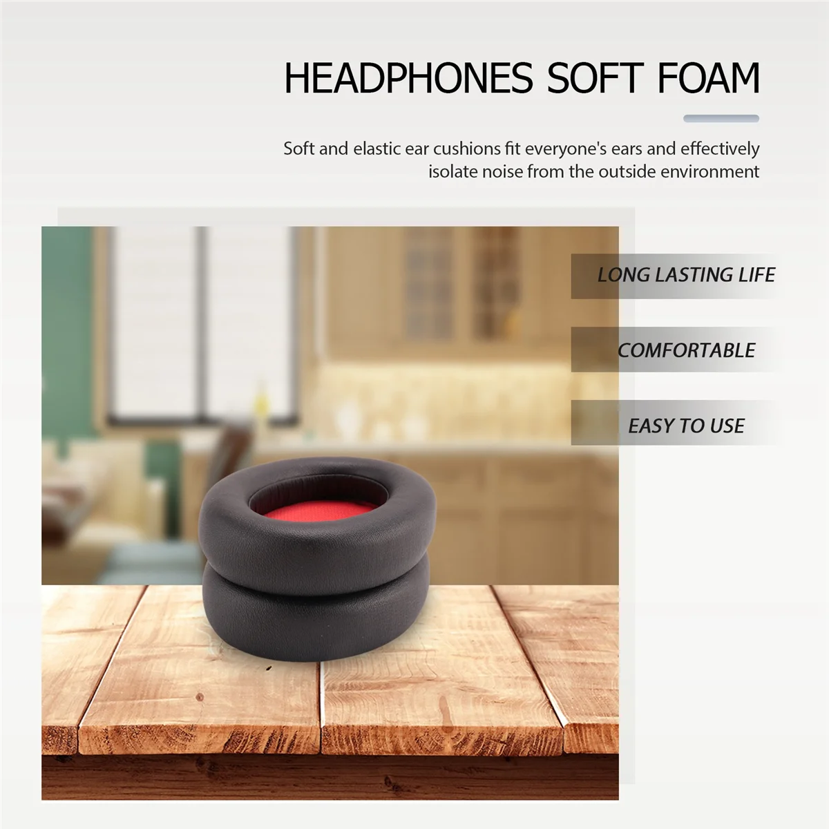 Фото Replacement Ear Cushion Foam Cover Ear Pads Soft Cushion for Anker Soundcore Life Q10 / Q10 Bluetooth Headphones (Red) №2