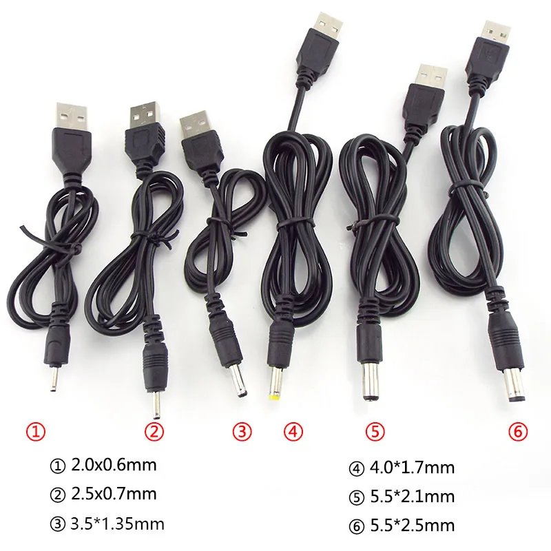 Фото Штекерный разъем USB типа A для DC 5 В 2,0*0,6 мм 2,5*0,7 мм 3,5*1,35 мм 4,0*1,7 мм 5,5*2,1 мм 5,5*2,5 мм Штекерный разъем для кабеля питания №2