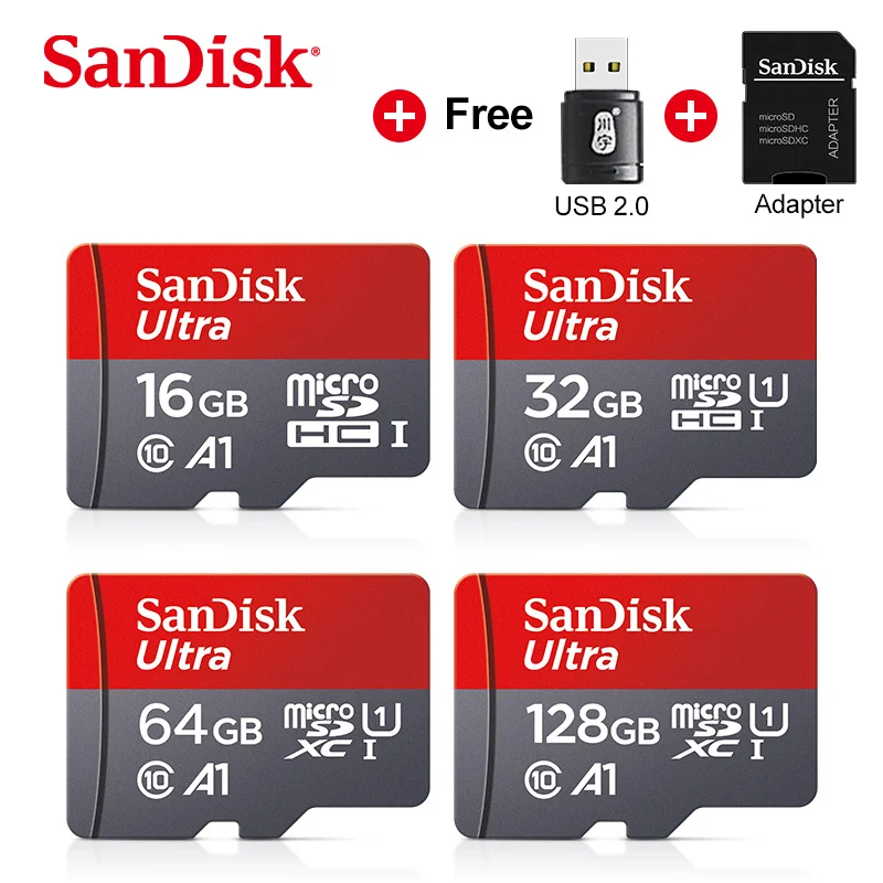 Карта памяти Sandisk Ultra для телефонов, карты памяти Micro SD, SD, TF, 16 Гб, 32 Гб, 64 Гб, 128 Гб, 256 Гб, 400 Гб