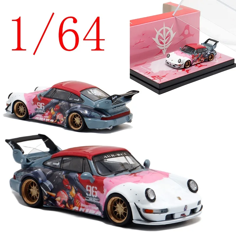 Декод, литой под давлением, масштаб 1/64, модель автомобиля Porsche из сплава, Porsche RWB 964, покрытие Zaku, игровые транспортные средства, игрушки для мальчиков, подарок, оригинальная коробка