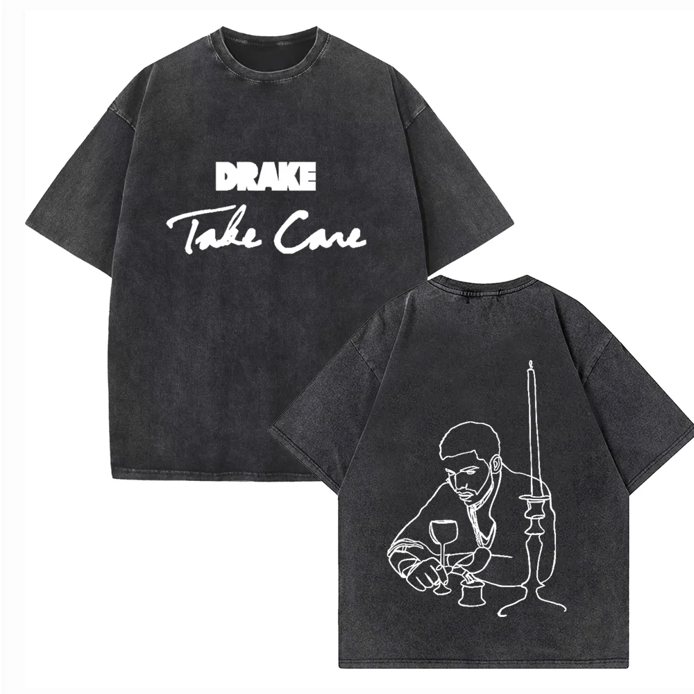 Рубашки Take Care Drake 2024, винтажные летние хлопковые футболки унисекс с круглым вырезом в стиле Харадзюку, короткие хлопковые футболки с обычными рукавами и принтом